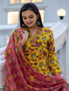 Yellow Colour Rayon Print With Thread Work Kurti With Pant Dupatta Aaradhna 2028 Wholesale Market Surat